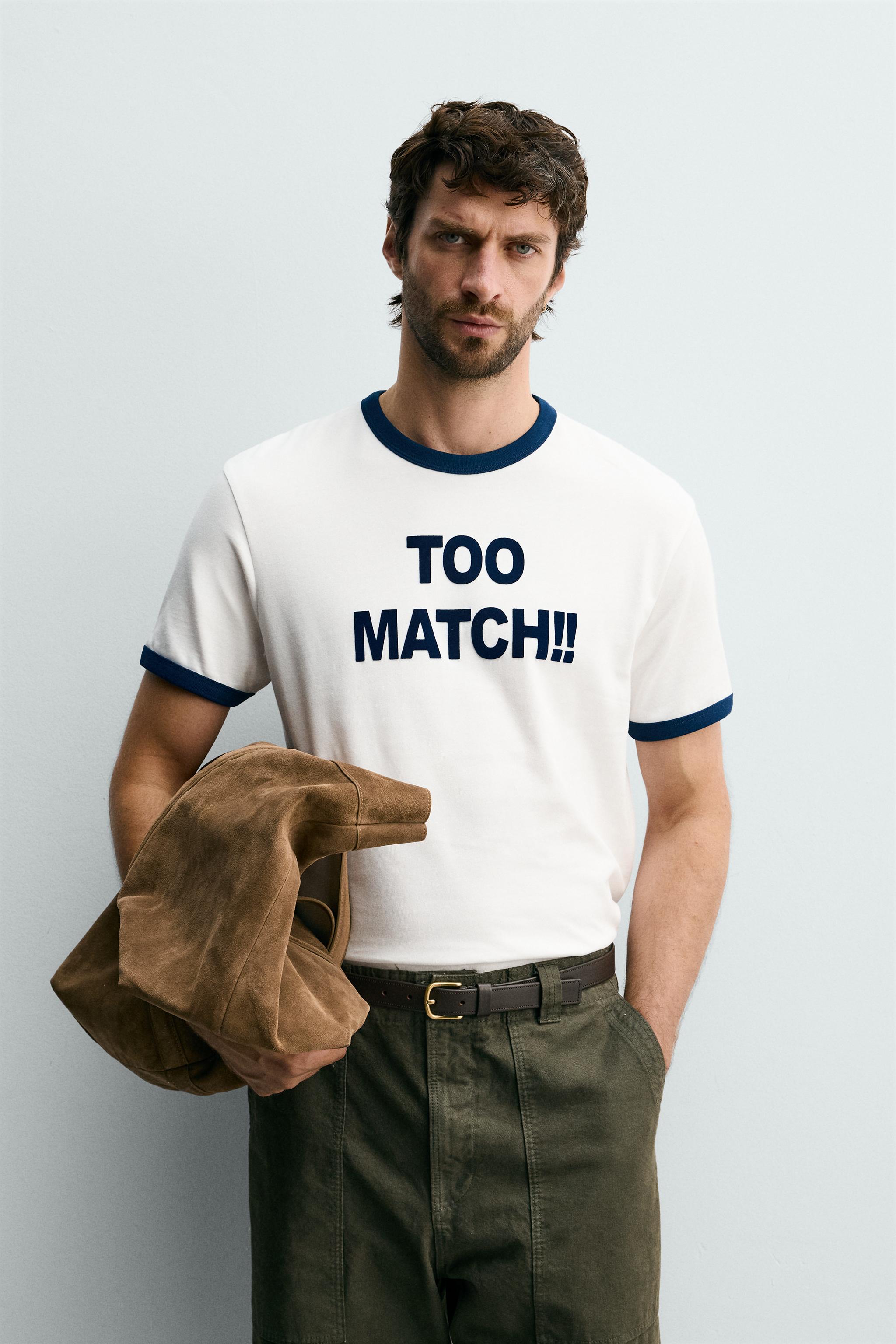 CONTRAST RIB TEXT T-SHIRT